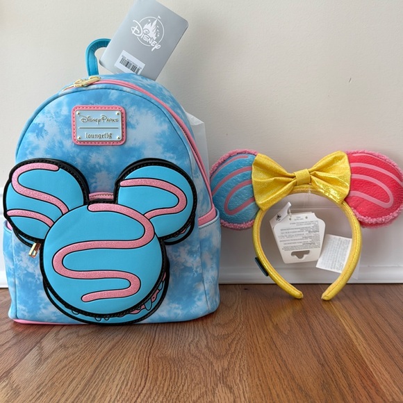 NEW Disney Parks Loungefly Mini Backpack and Ears bundle Eats Macaron - Picture 1 of 7